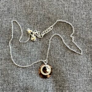 Brighton Sanible Necklace Shell Pearl Crystal New 16 Long Silver Plated